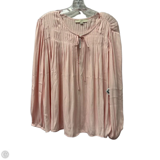 Top Long Sleeve By Loft In Pink, Size: 1x