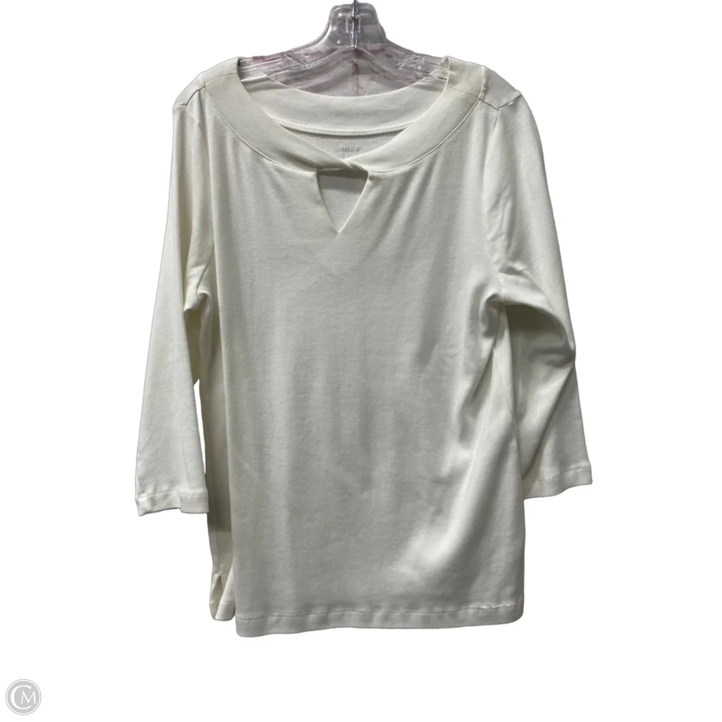 Top 3/4 Sleeve By Chicos In White, Size: L