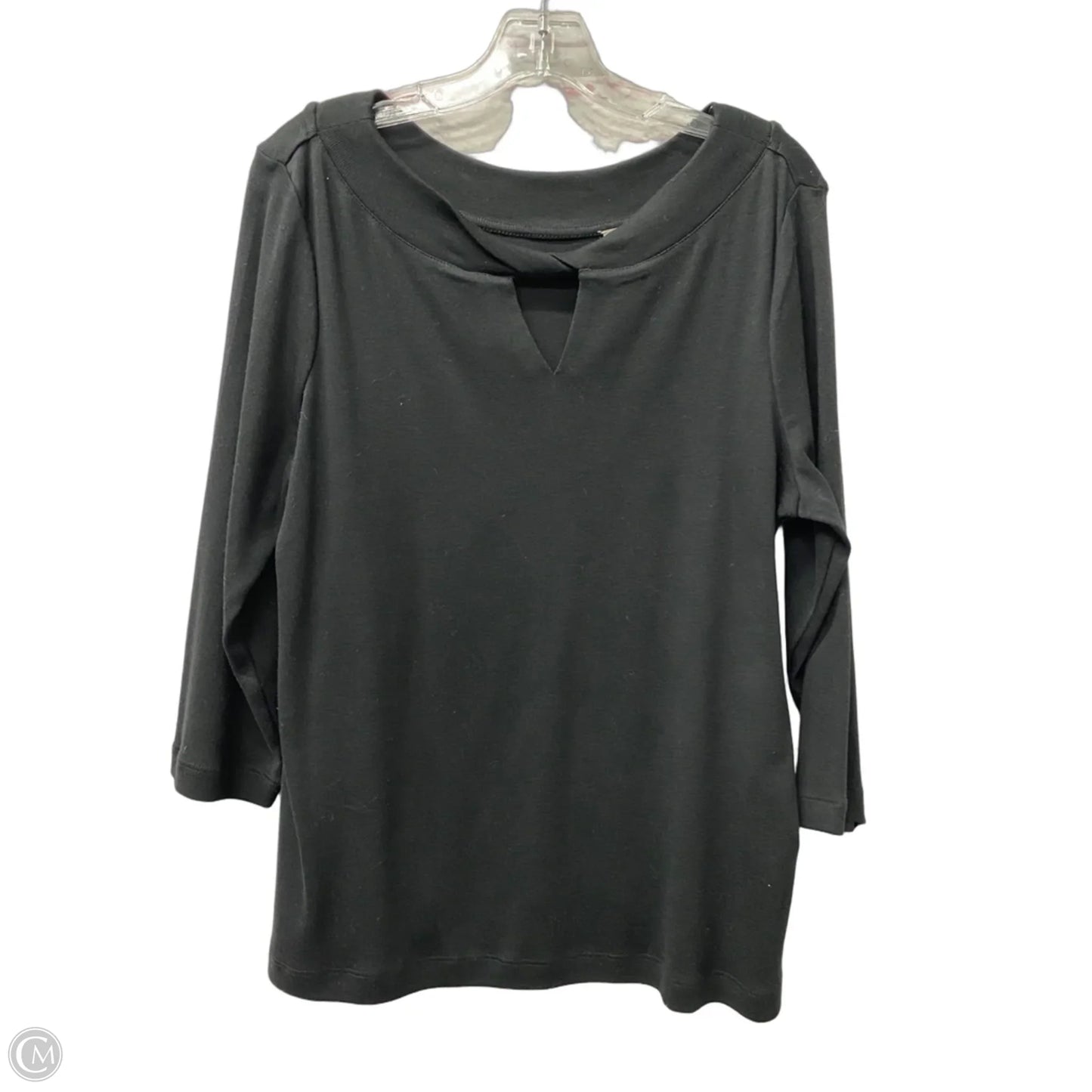 Top 3/4 Sleeve By Chicos In Black, Size: L