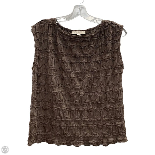 Top Sleeveless By Loft In Brown, Size: M