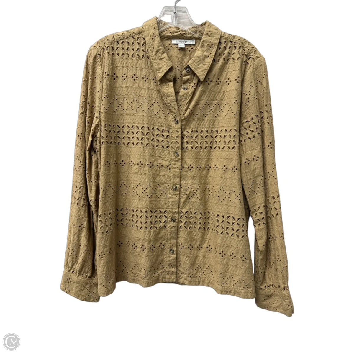 Top Long Sleeve By Chicos In Tan, Size: L