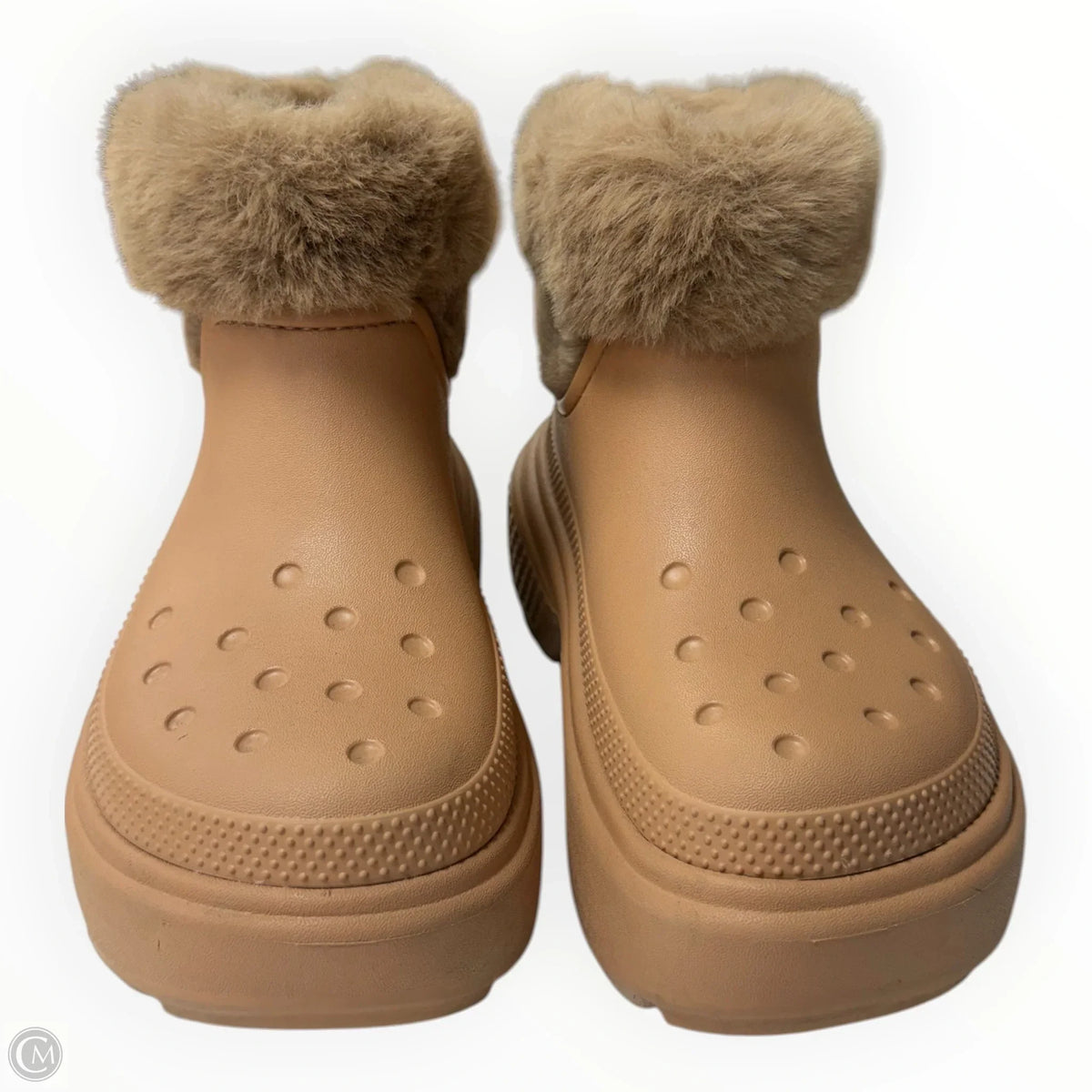 Boots Ankle Flats By Crocs In Tan, Size: 6