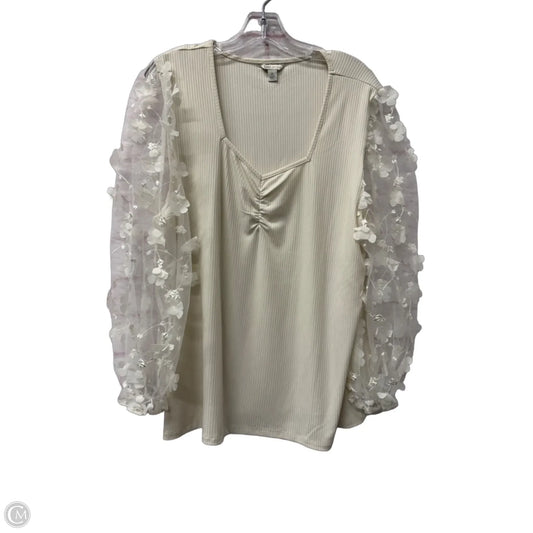 Top Long Sleeve By Cato In Ivory, Size: Xl