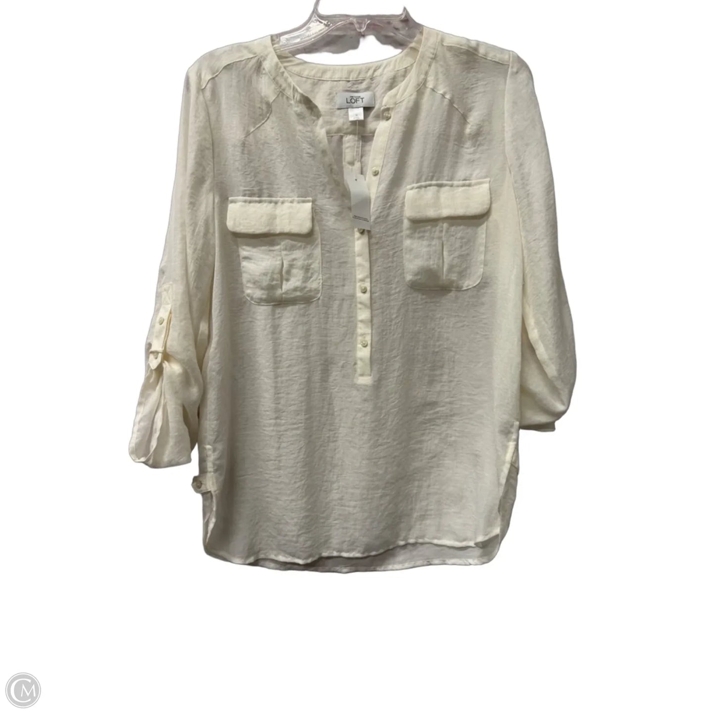 Top Long Sleeve By Loft In Ivory, Size: S