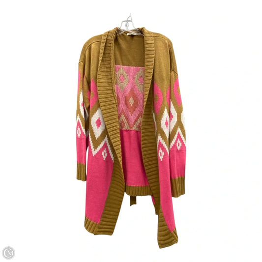 Cardigan By Cato In Brown & Pink, Size: Xl