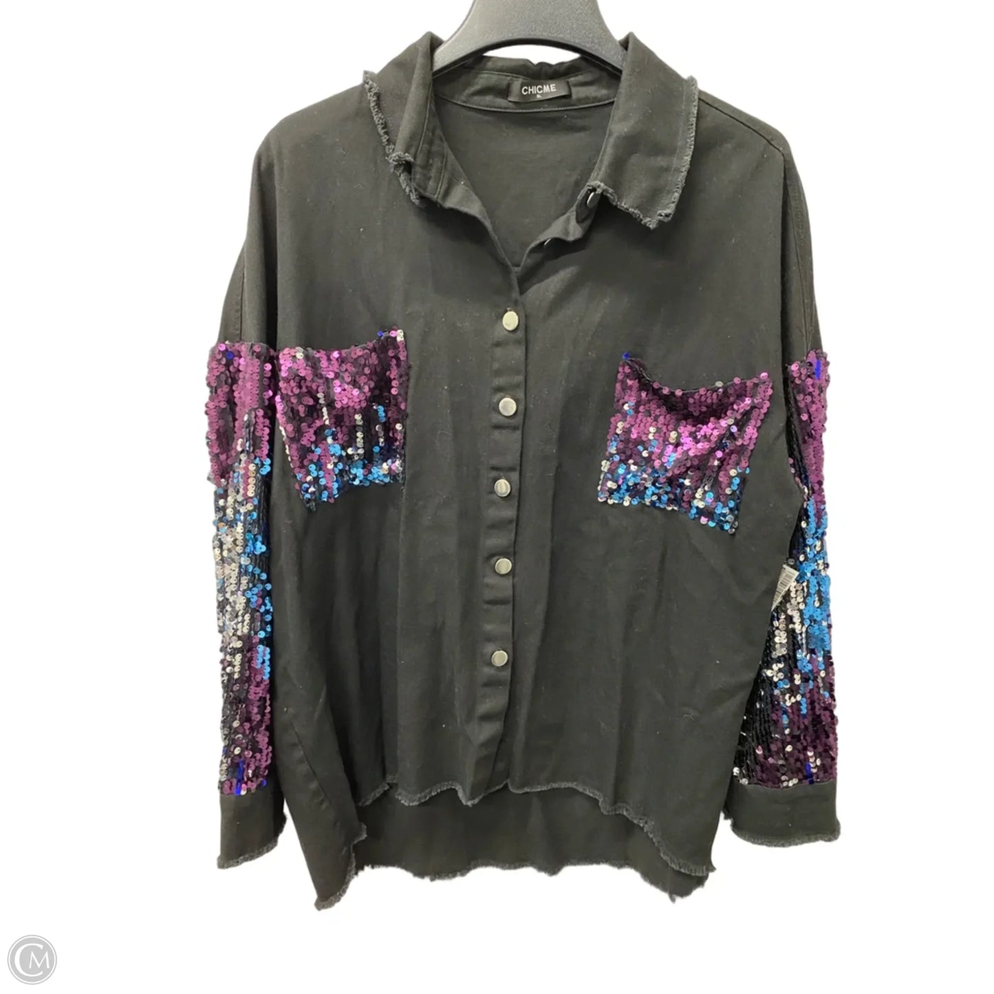 Jacket Denim By Chicme In Black, Size: Xl