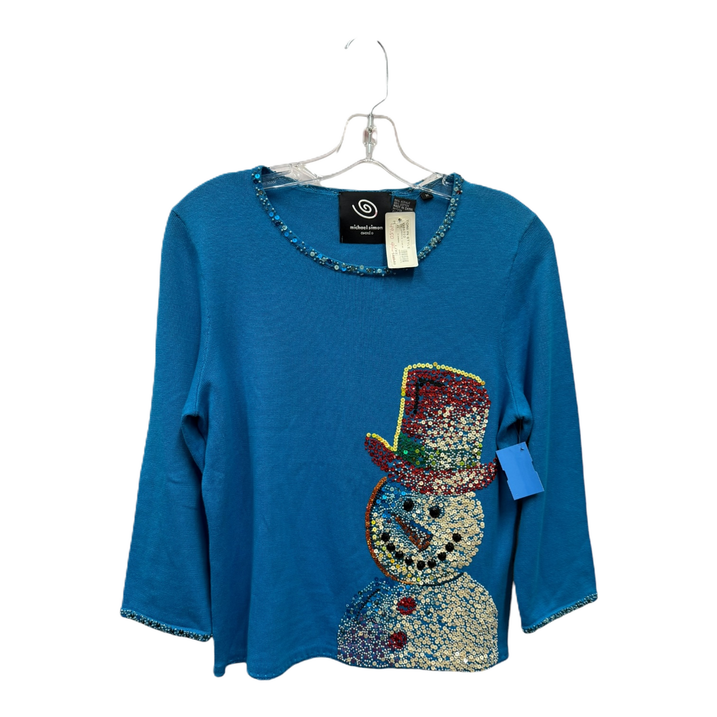 Top Long Sleeve By Michael Simon In Blue, Size: M