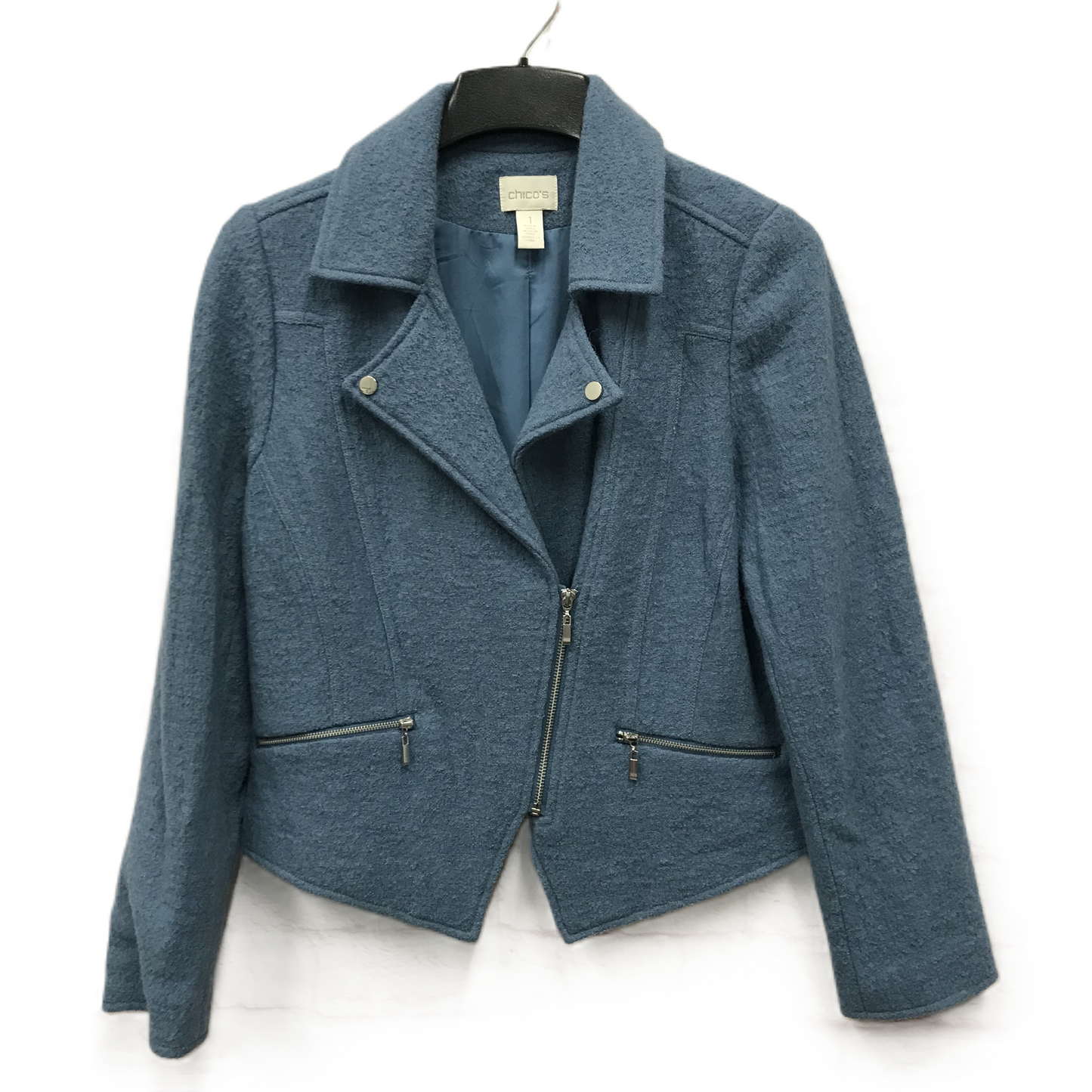 Blue Jacket Moto By Chicos, Size: M