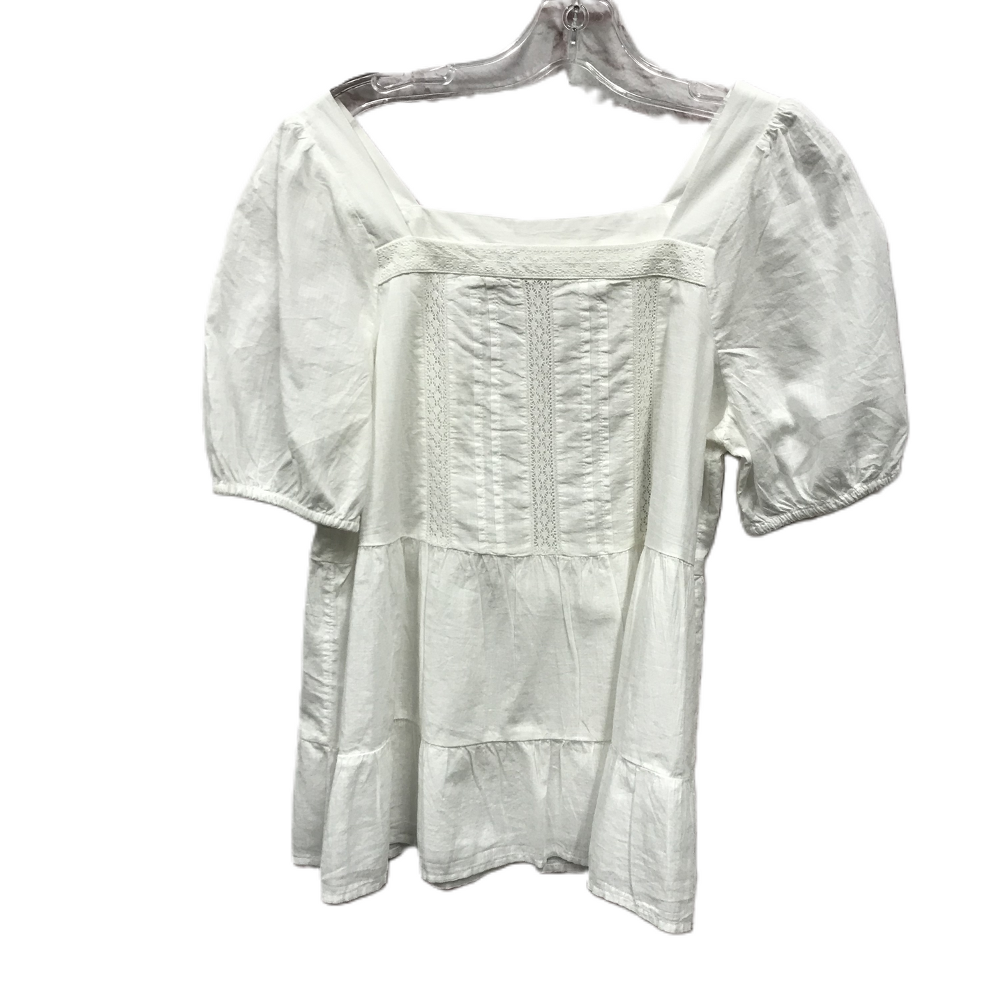 White Top Short Sleeve By Loft, Size: S
