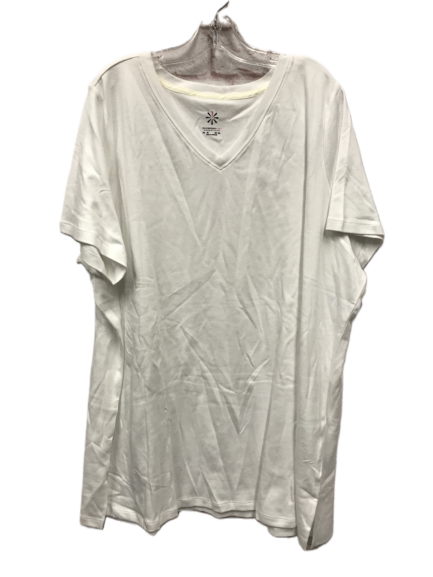 White Top Short Sleeve Basic By Isaac Mizrahi Live Qvc, Size: 3x