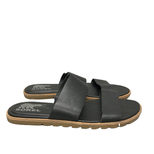 Black Sandals Flats By Sorel, Size: 8