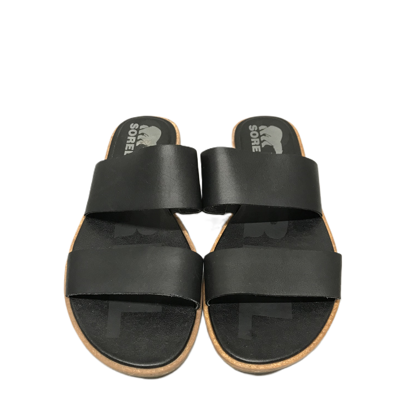 Black Sandals Flats By Sorel, Size: 8