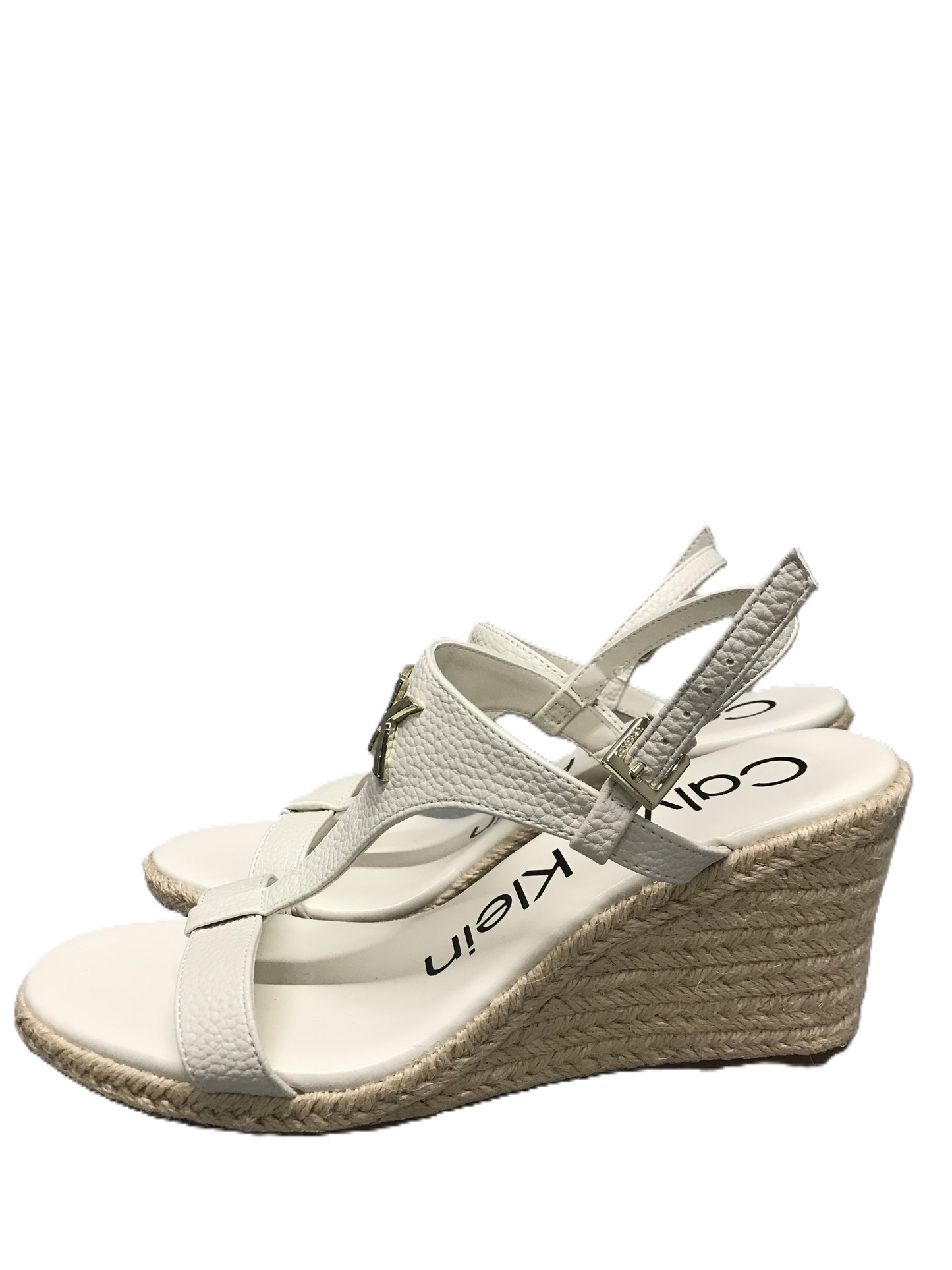 White Sandals Heels Wedge By Calvin Klein, Size: 8