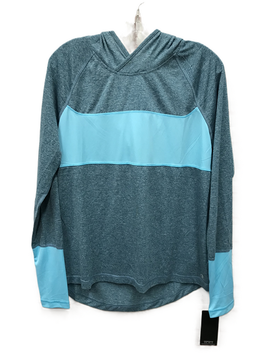 Blue Athletic Top Long Sleeve Hoodie By Champion, Size: L