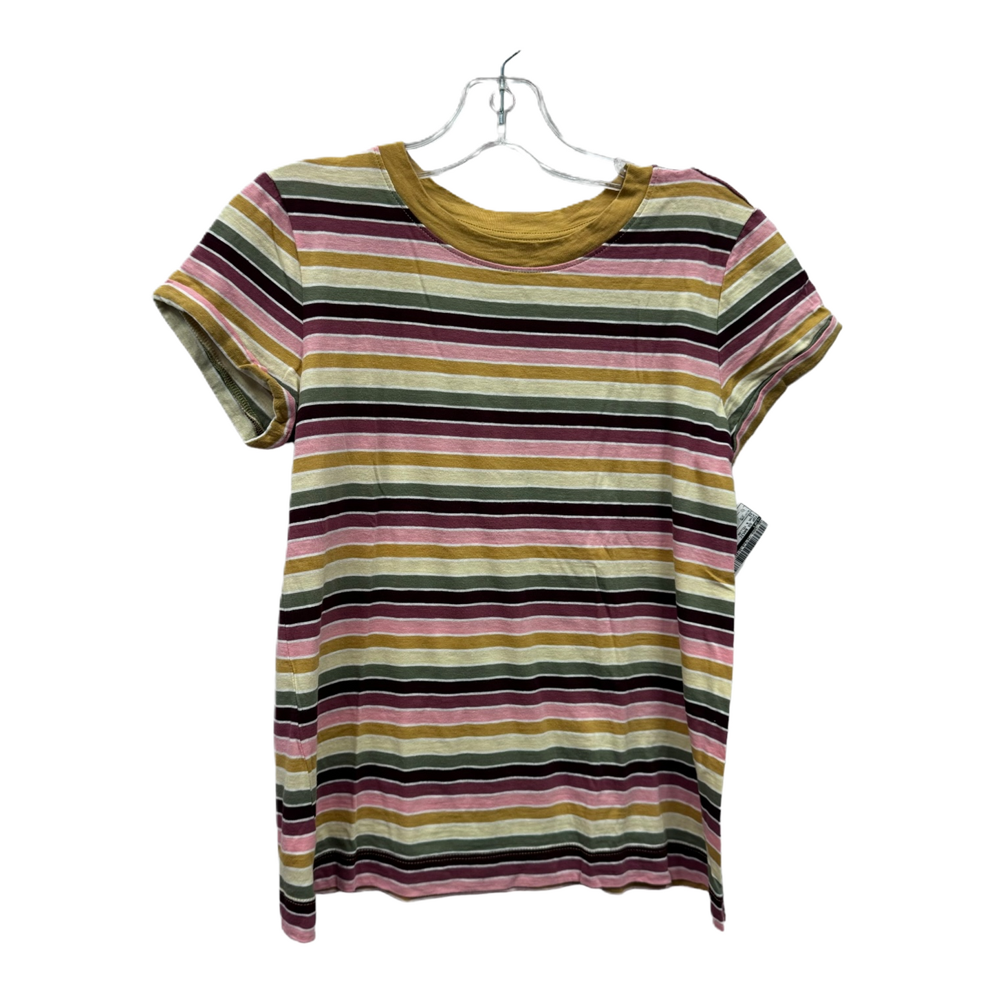 Pink & Yellow Top Short Sleeve Basic By Loft, Size: Xs