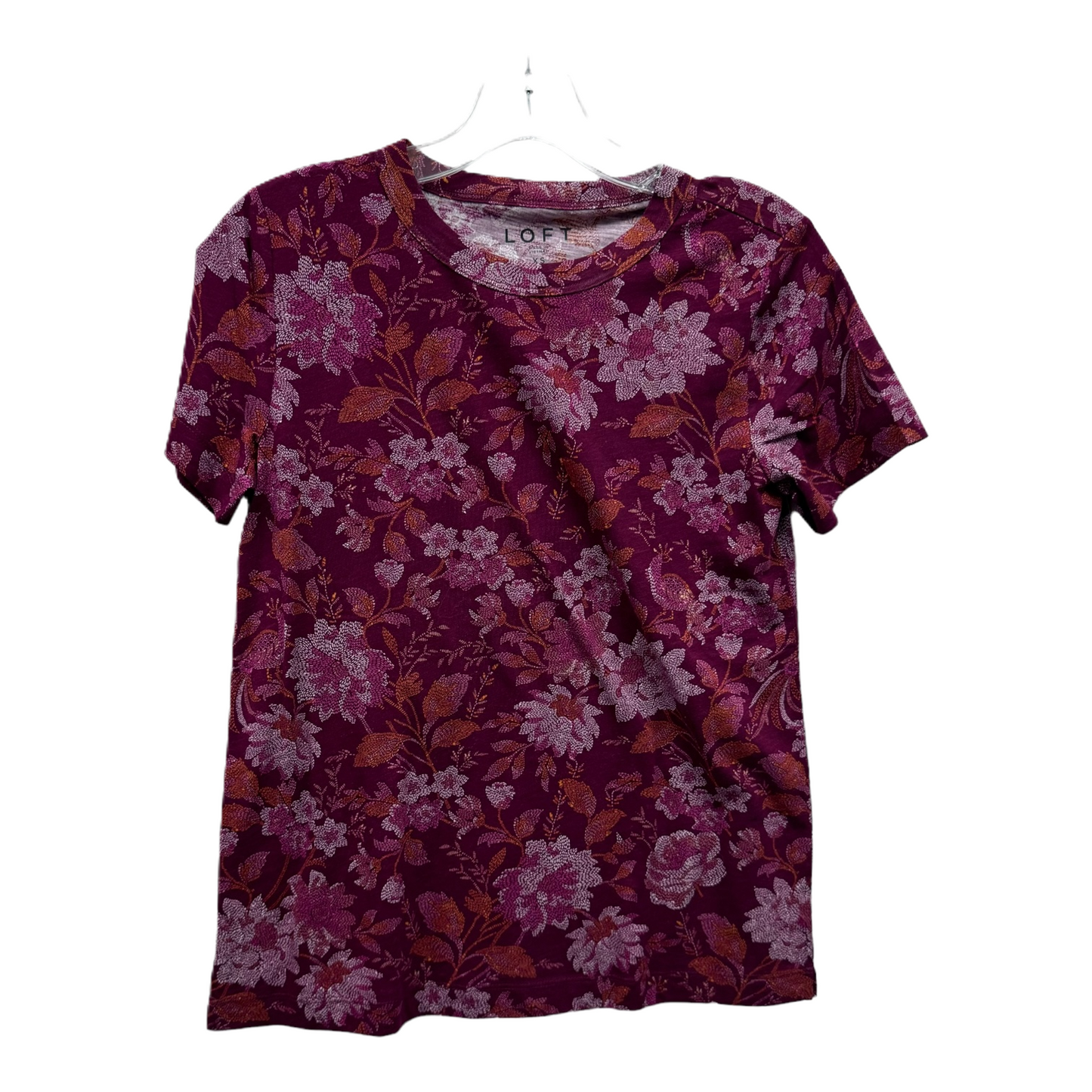 Purple Top Short Sleeve Basic By Loft, Size: Xs