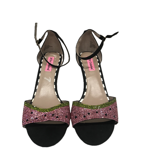 Pink Sandals Heels Kitten By Betsey Johnson, Size: 10
