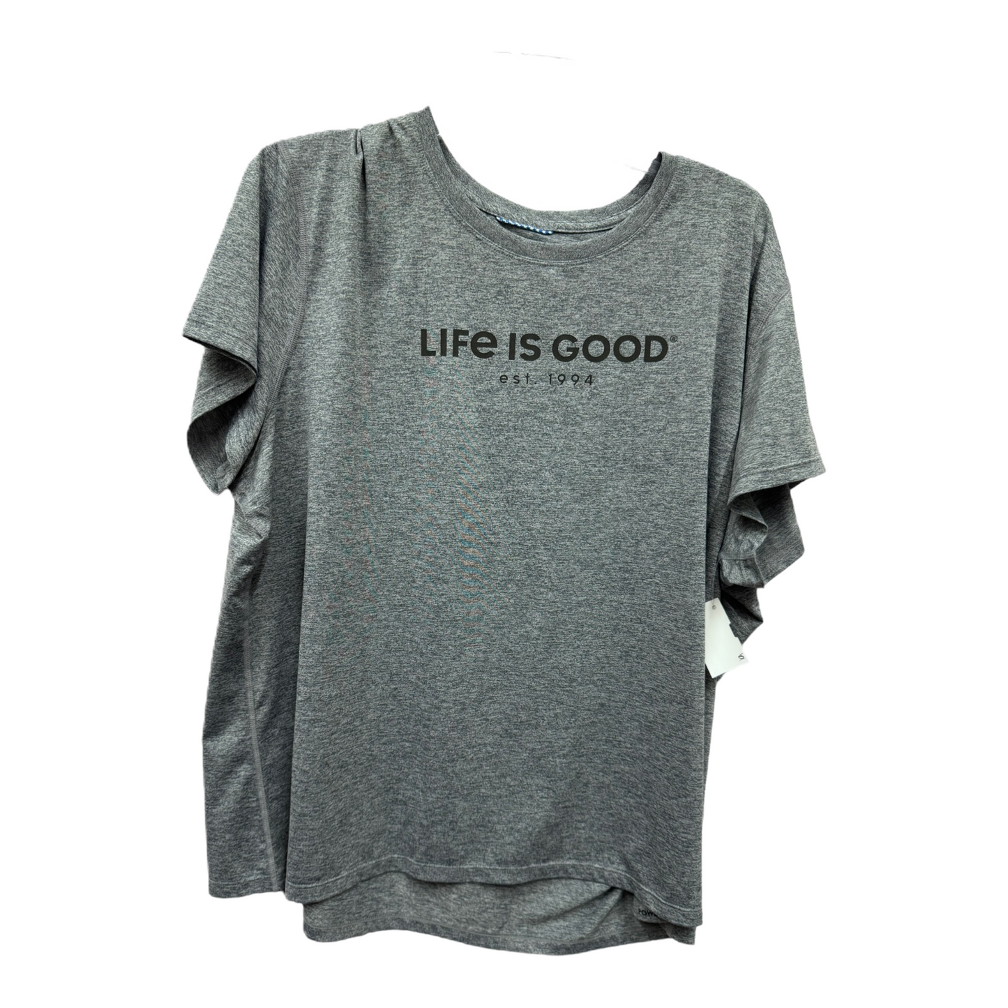 Grey Athletic Top Short Sleeve By Life Is Good, Size: 2x