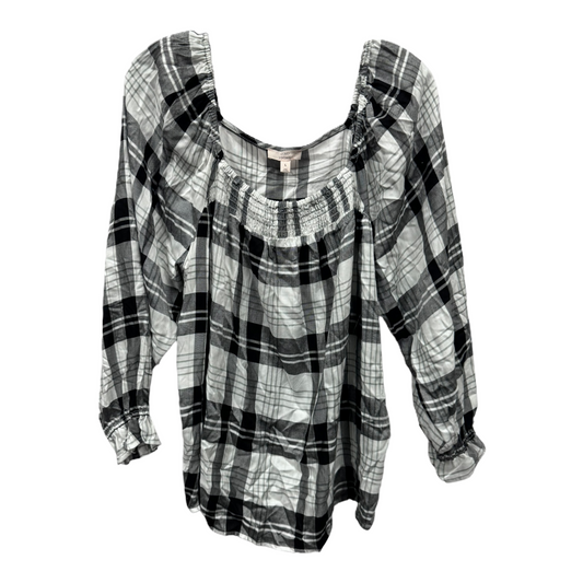 Black & Grey Top Long Sleeve By Como Vintage, Size: L