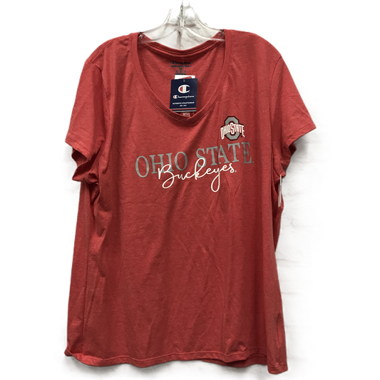 Red Athletic Top Short Sleeve By Champion, Size: 2x