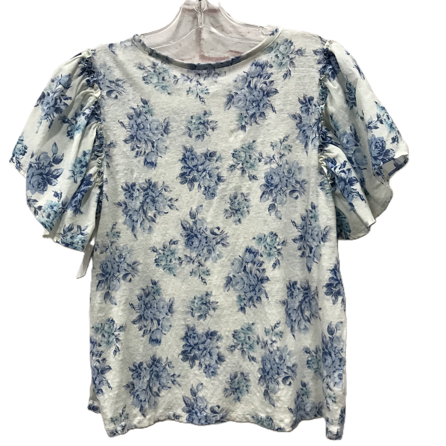 Blue & White Top Short Sleeve By Loft, Size: Petite L