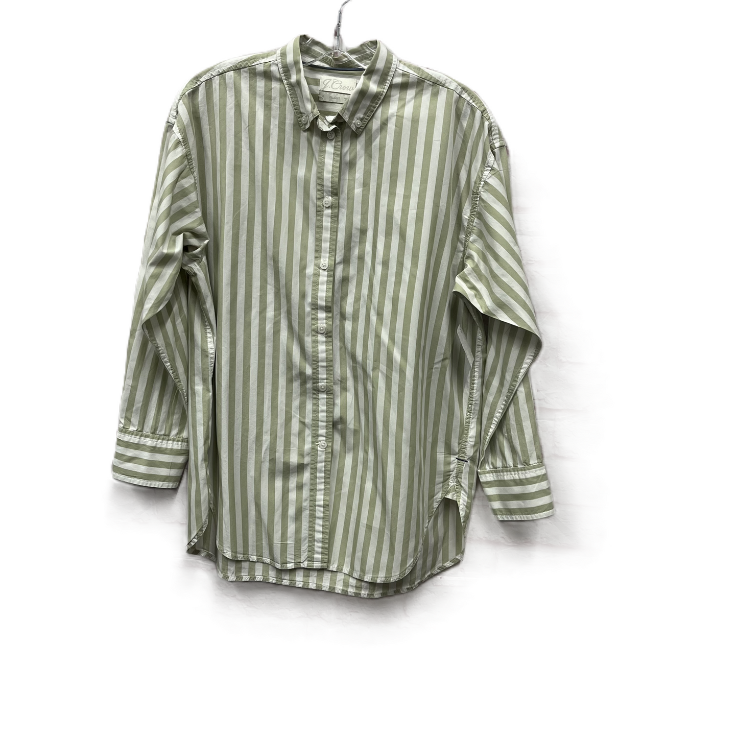 Top Long Sleeve By J. Crew In Green & White, Size: S