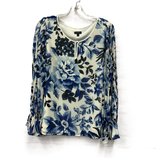 Top Long Sleeve By Talbots In Blue & White, Size: L