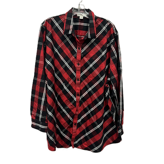 Top Long Sleeve By Coldwater Creek In Black & Red, Size: 3x