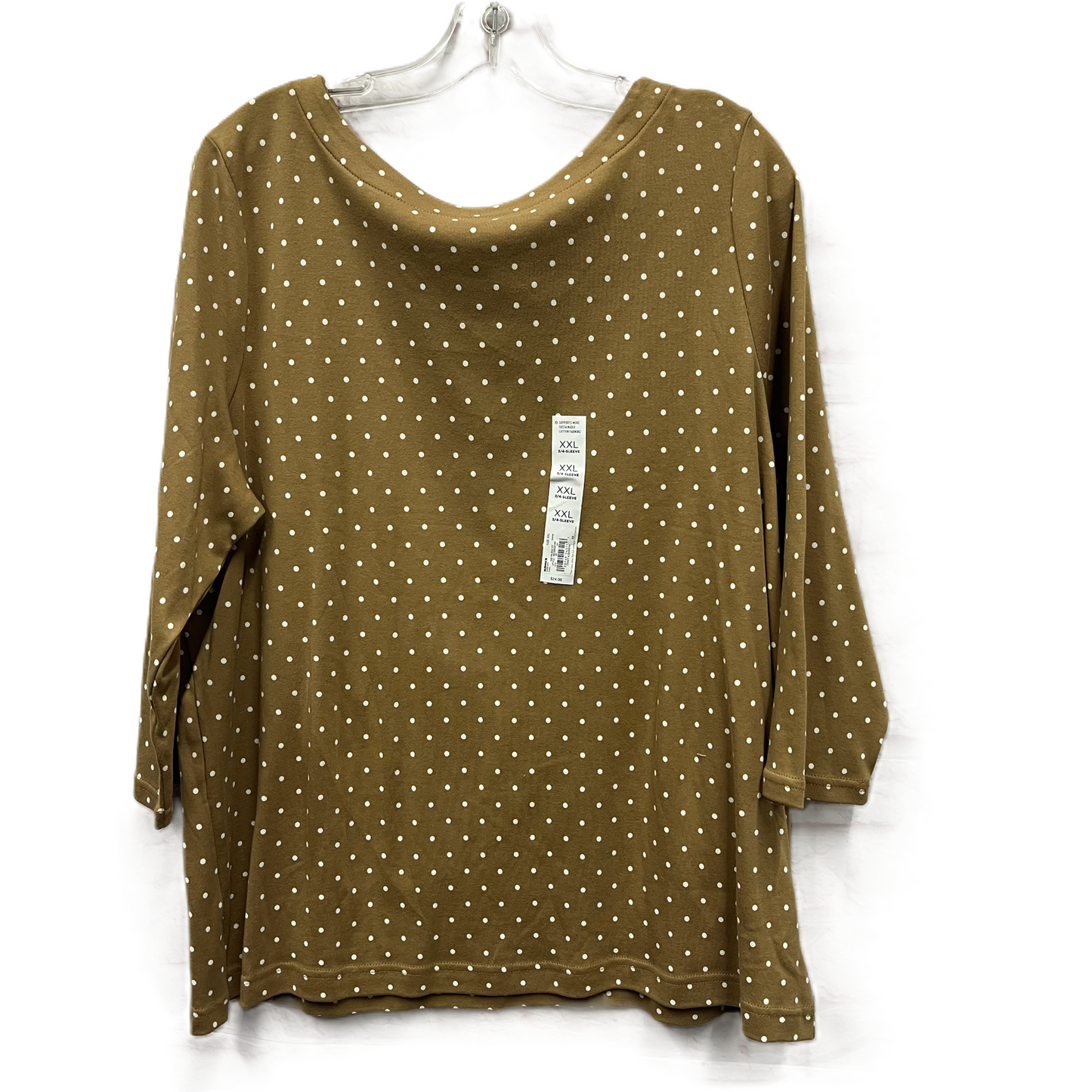 Top Long Sleeve By Croft And Barrow In Tan, Size: 1x