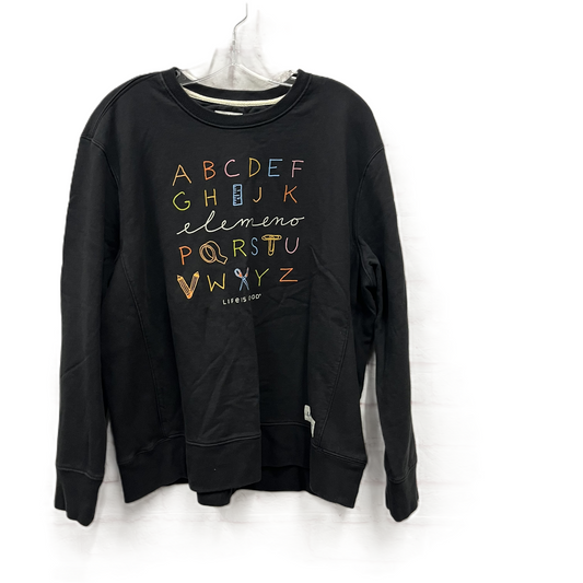 Athletic Sweatshirt Crewneck By Life Is Good In Black, Size: Xl