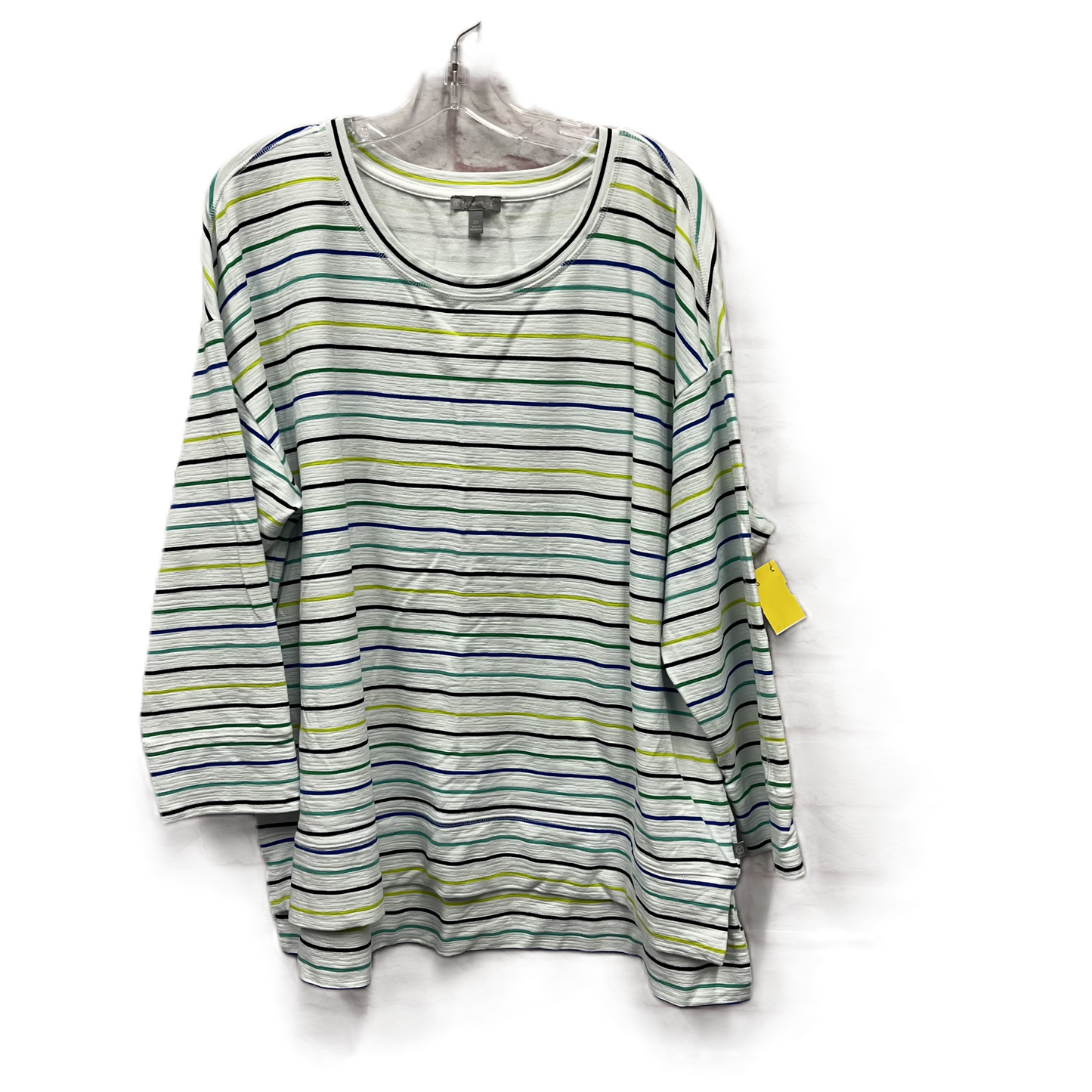 Top Long Sleeve By Talbots In Green & White, Size: 2x