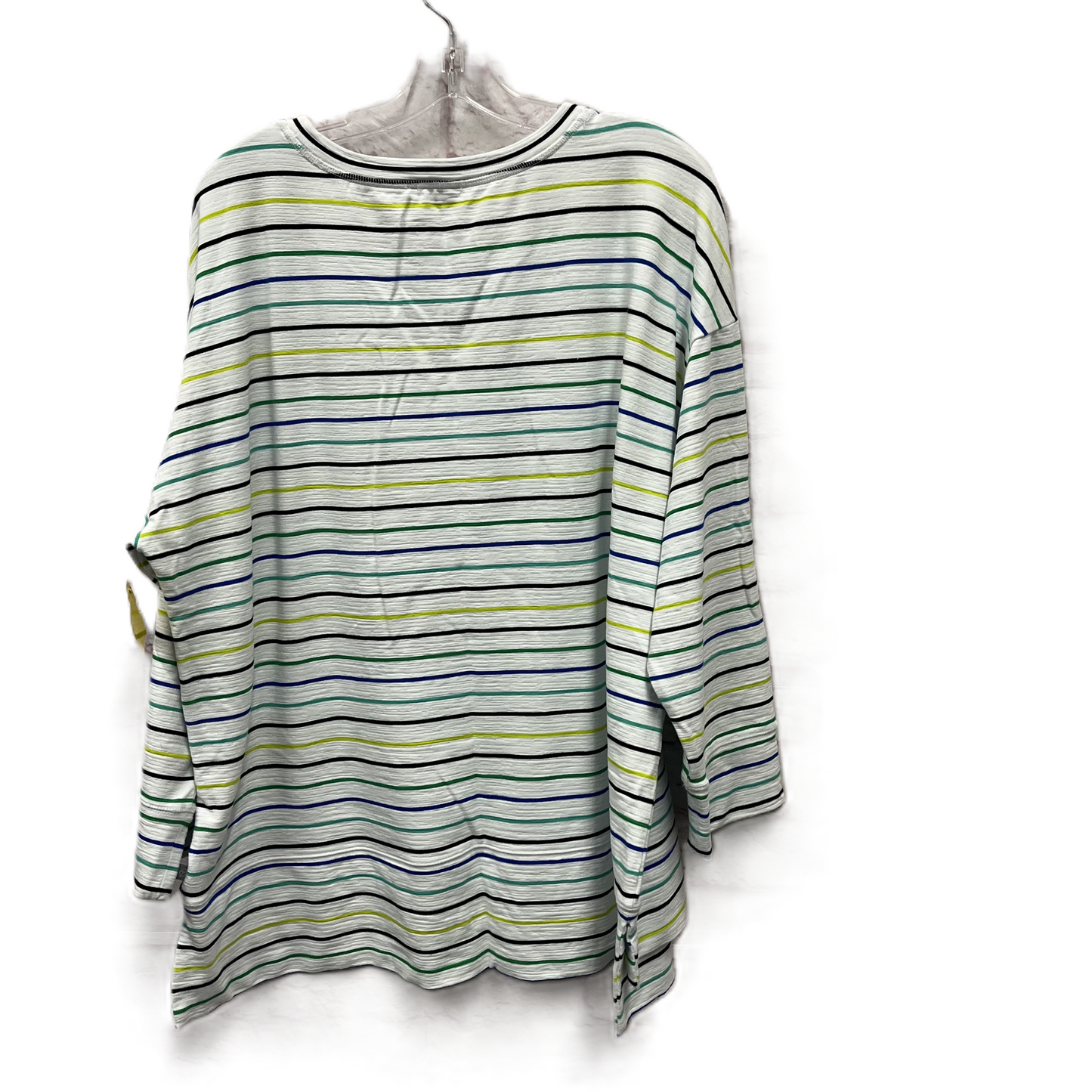 Top Long Sleeve By Talbots In Green & White, Size: 2x