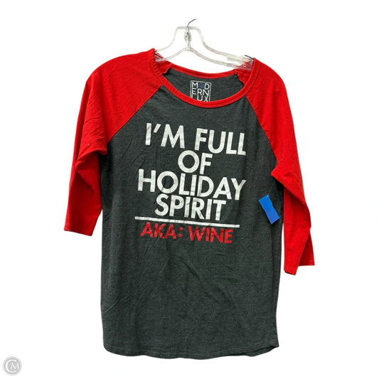 Top Long Sleeve By Modern Lux In Red, Size: L