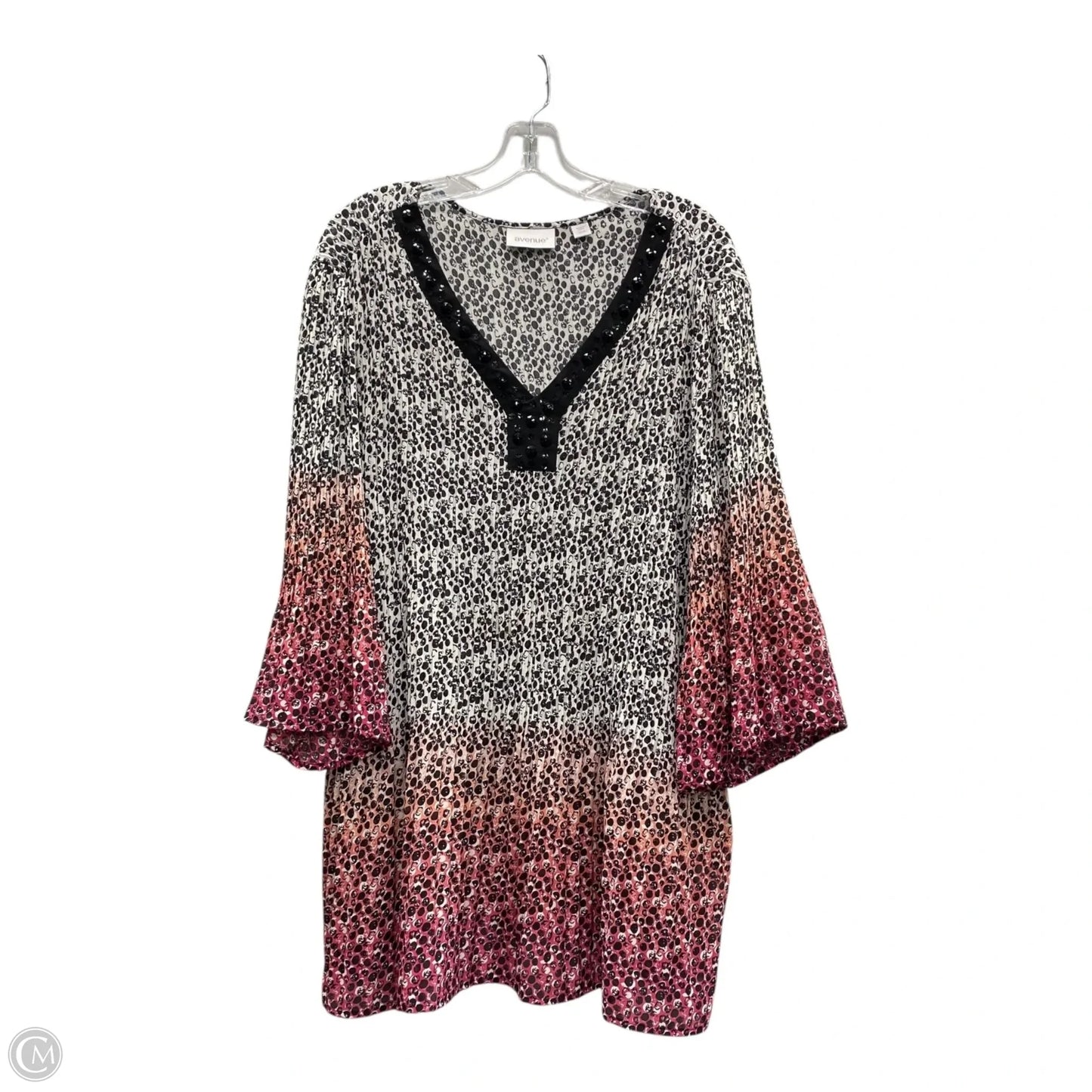 Top Long Sleeve By Avenue In Black & White, Size: 4x