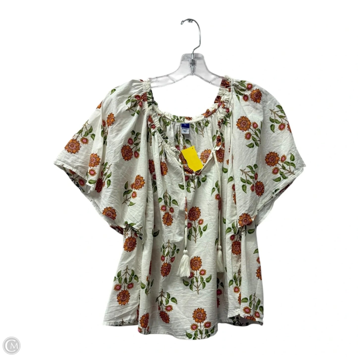 Top 2pc Short Sleeve By Old Navy In Orange & White, Size: Xl