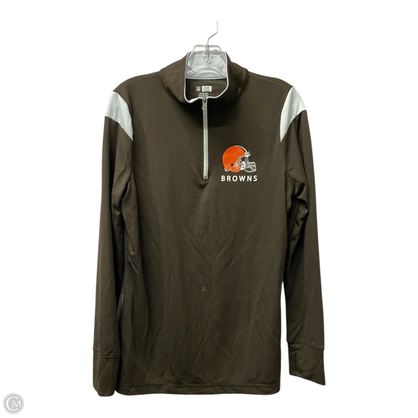 Athletic Top Long Sleeve Collar By Nfl In Brown, Size: L