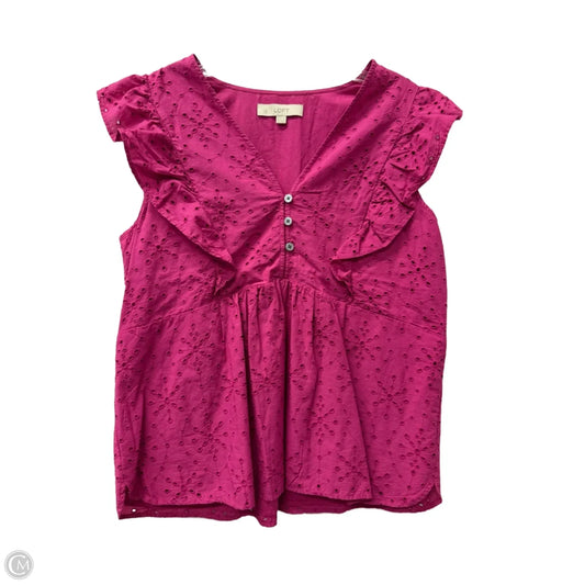 Top Short Sleeve By Loft In Pink, Size: M