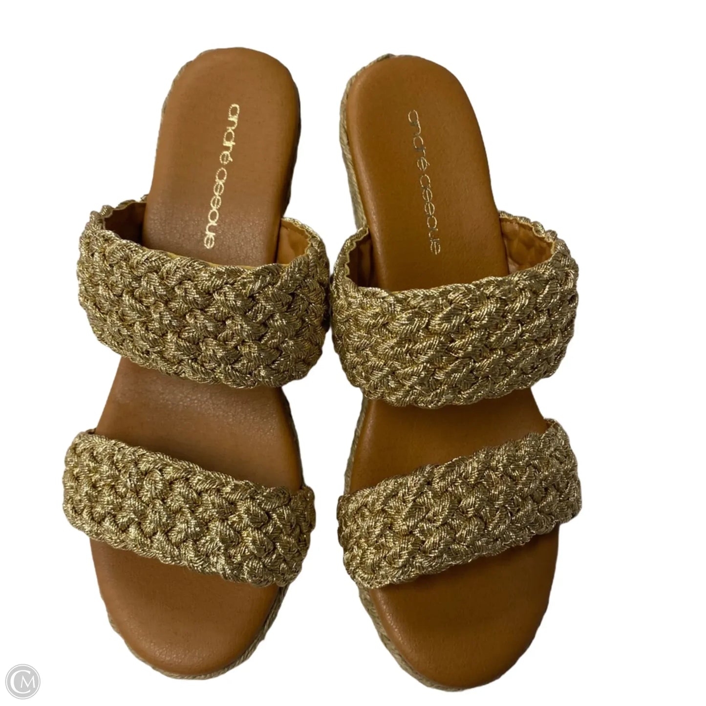 Sandals Heels Wedge By Andre assaus In Gold, Size: 8