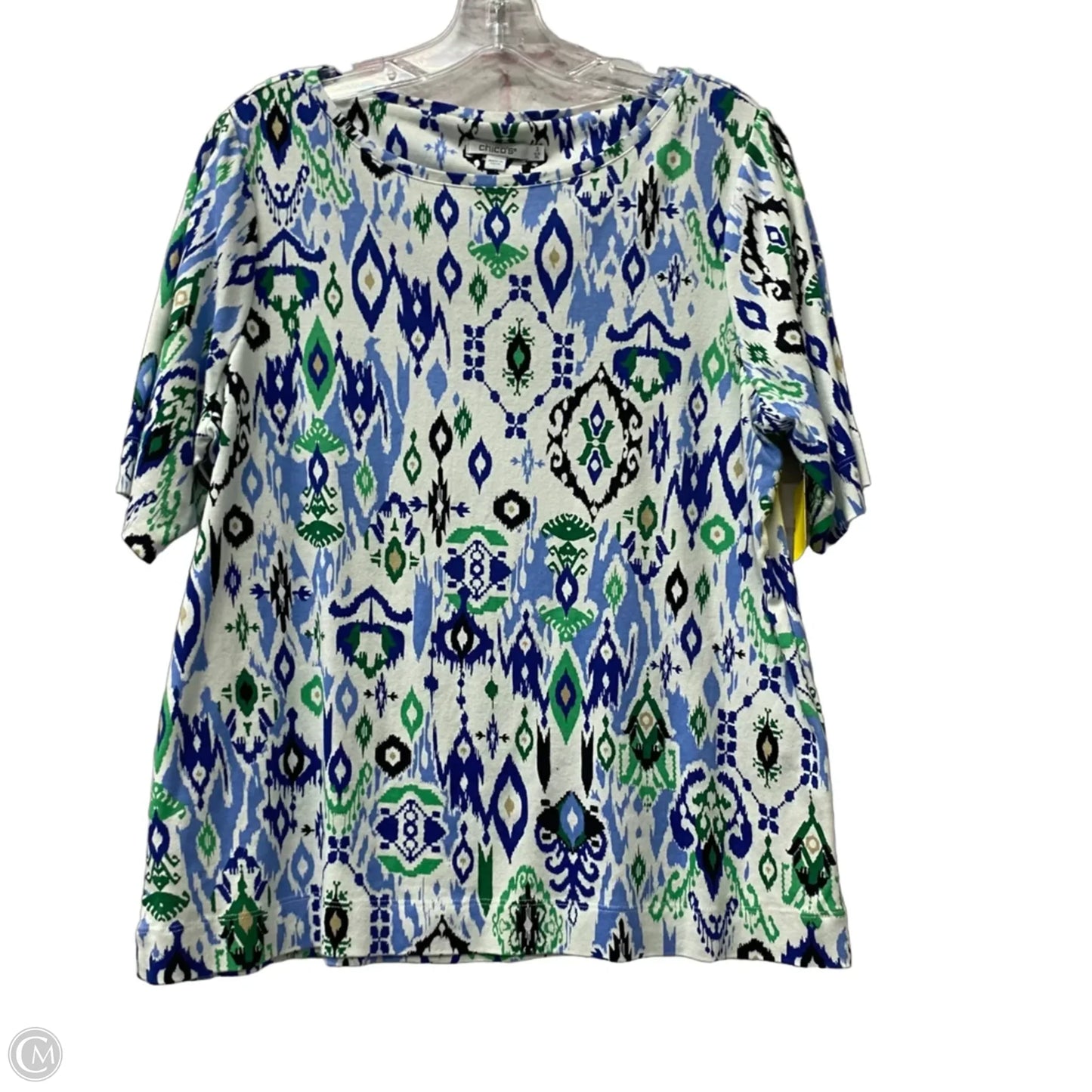 Top Short Sleeve By Chicos In Blue & Green, Size: Xl
