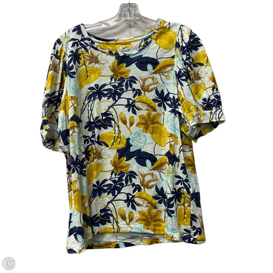 Top Short Sleeve By Chicos In Blue & Yellow, Size: Xl