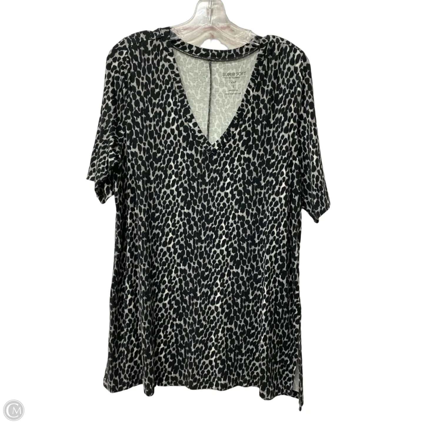Top Short Sleeve By Torrid In Black & Grey, Size: 1x