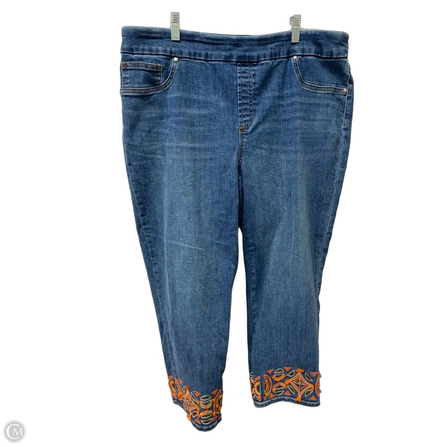 Jeans Cropped By Chicos In Blue Denim, Size: 16