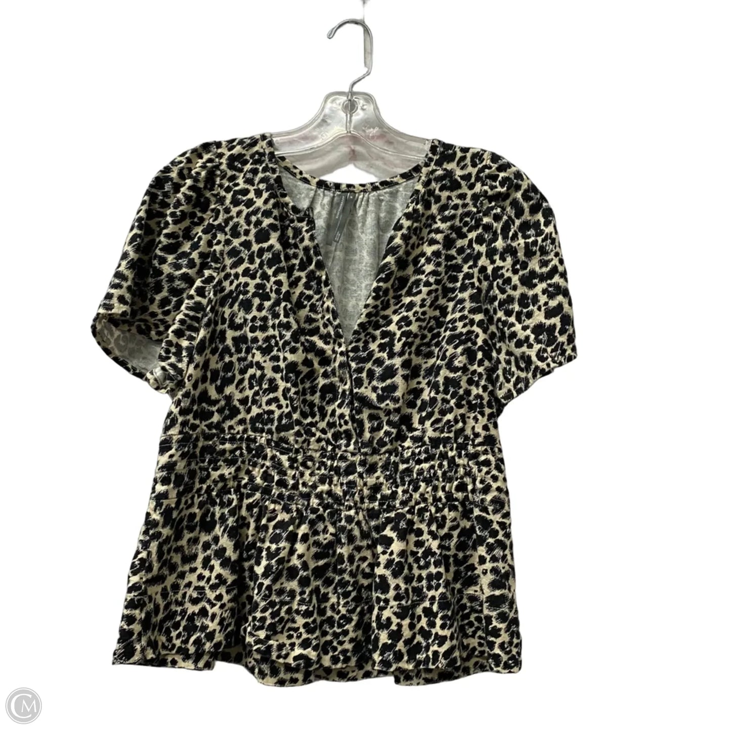 Top Short Sleeve By Anthropologie In Black & Tan, Size: M