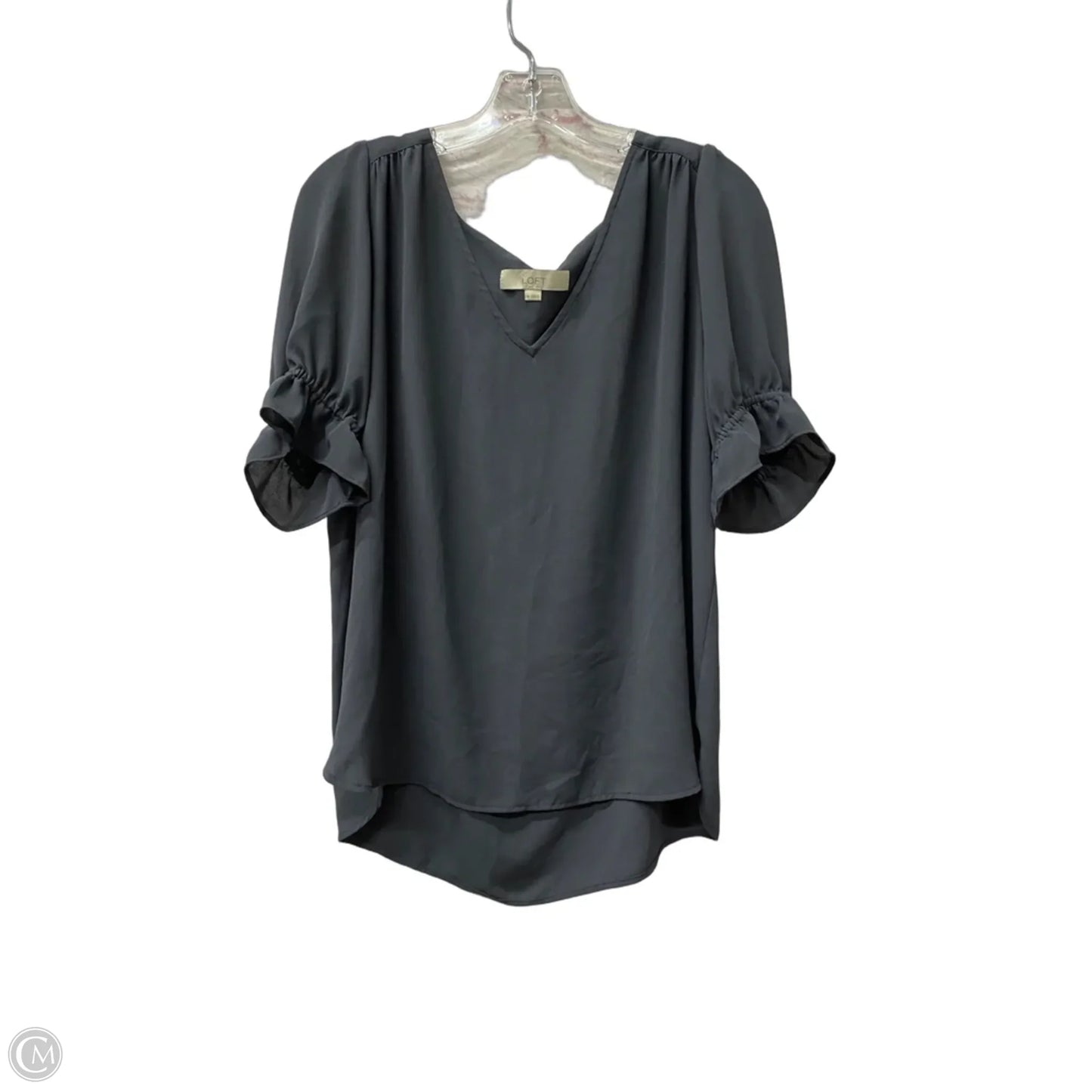 Top Short Sleeve By Loft In Grey, Size: M