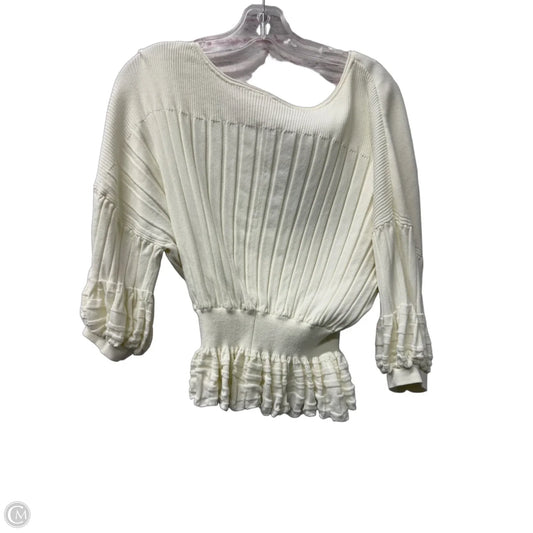 Top Short Sleeve By Anthropologie In Ivory, Size: S