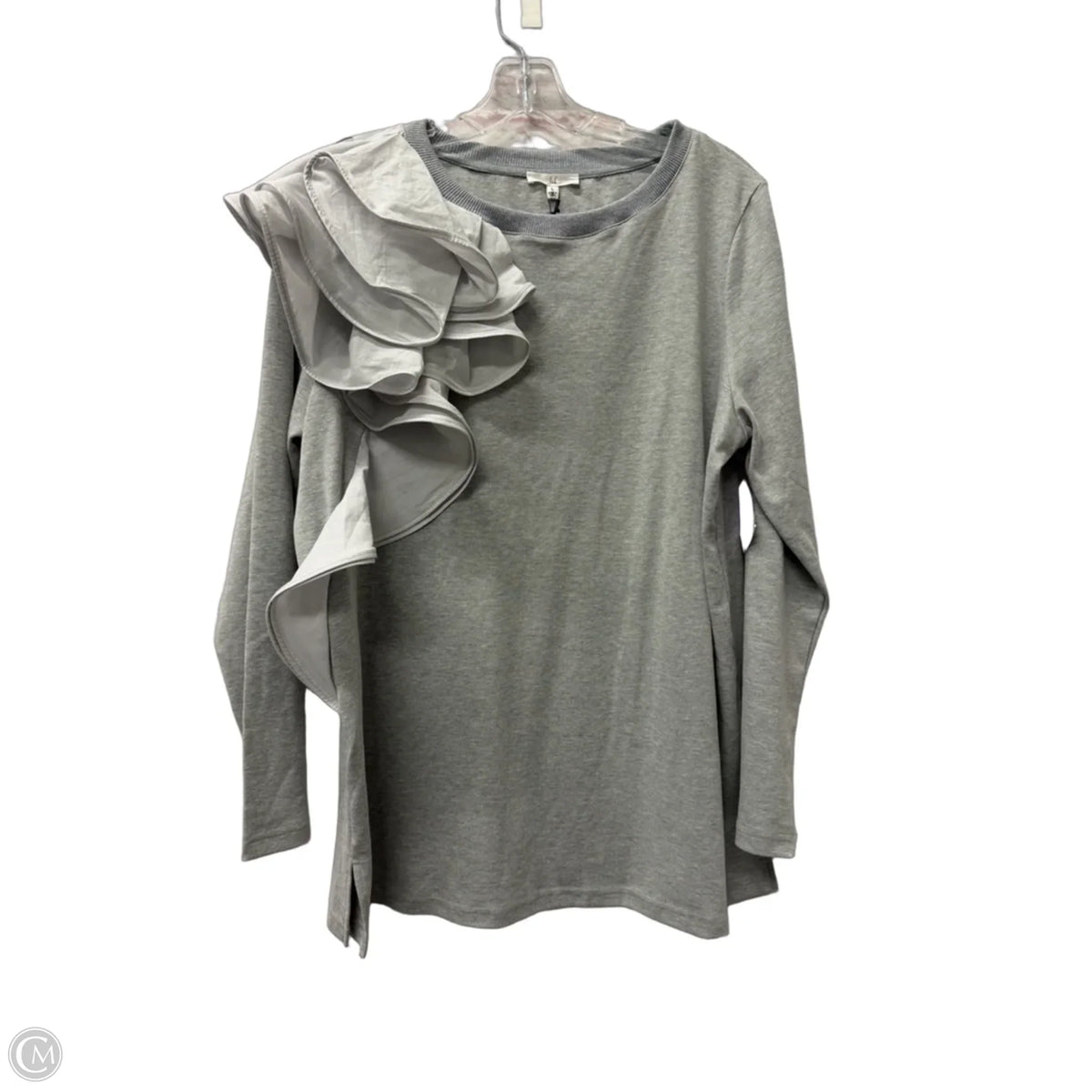 Top Long Sleeve By Cme In Grey, Size: L