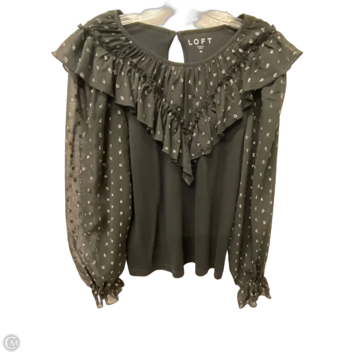 Top Long Sleeve By Loft In Black, Size: M