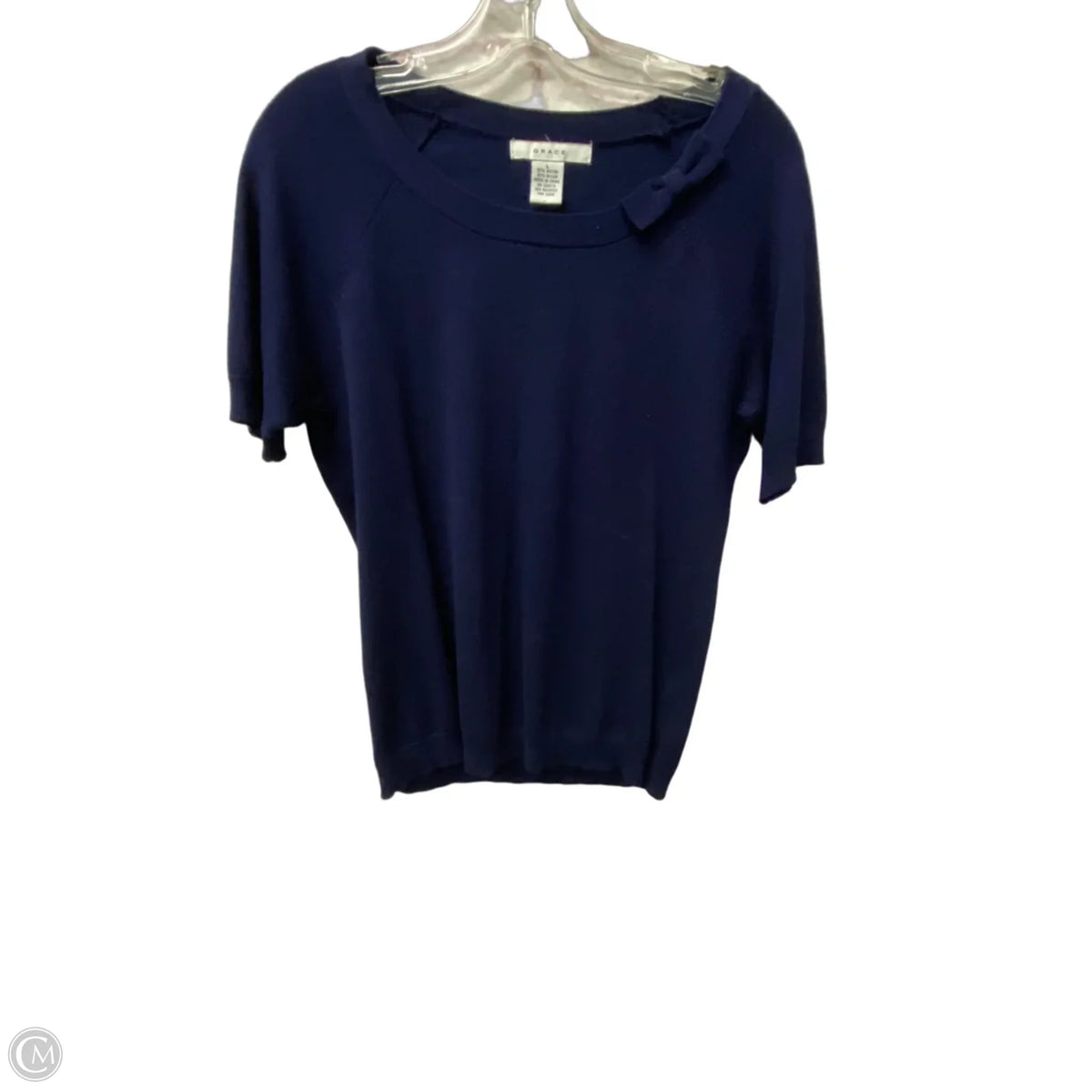 Top Short Sleeve By Grace In Blue, Size: L