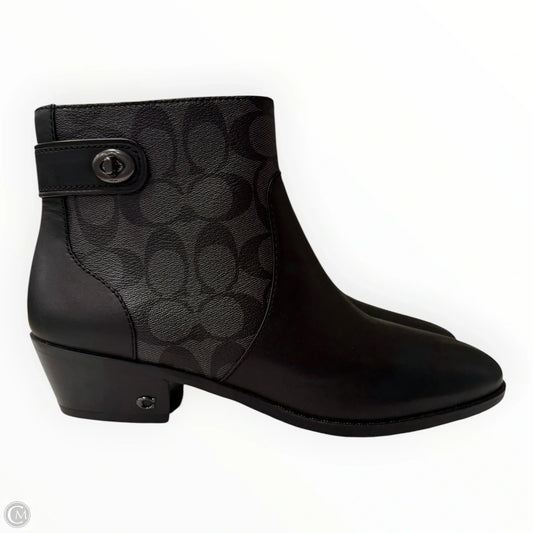 Boots Designer By Coach In Black & Grey, Size: 9