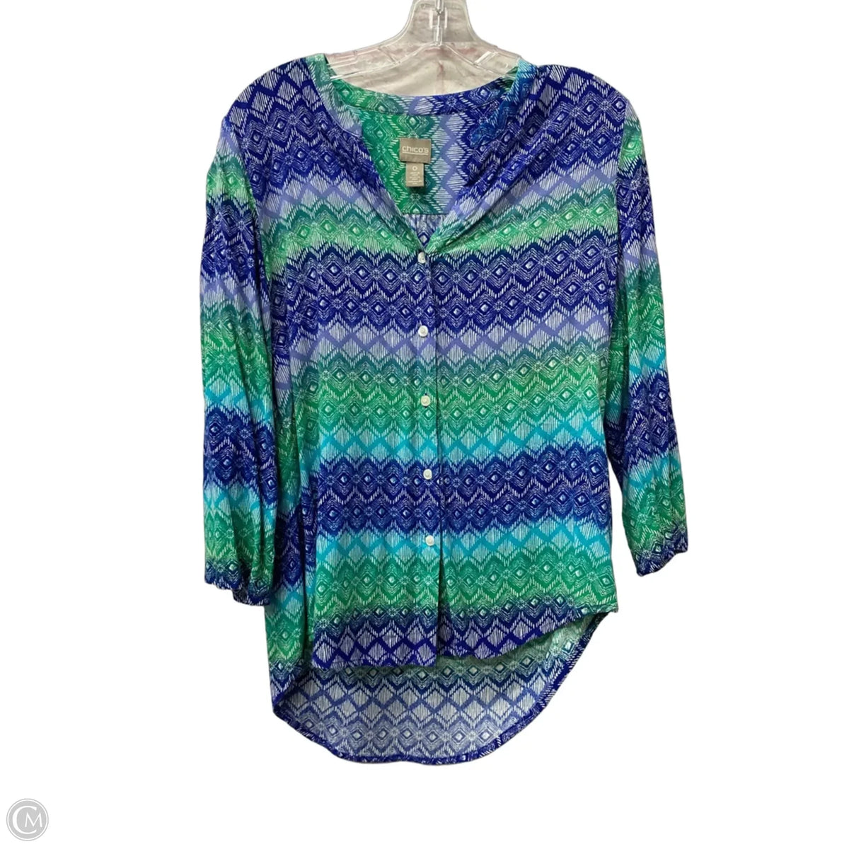 Top 3/4 Sleeve By Chicos In Blue, Size: S